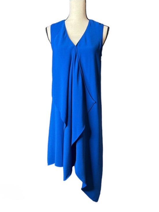 Adrianna Papell Dresses & Skirts - NWT Adrianna Papell Royal Blue Draped Asymmetrical V-Neck Dress - Size 6